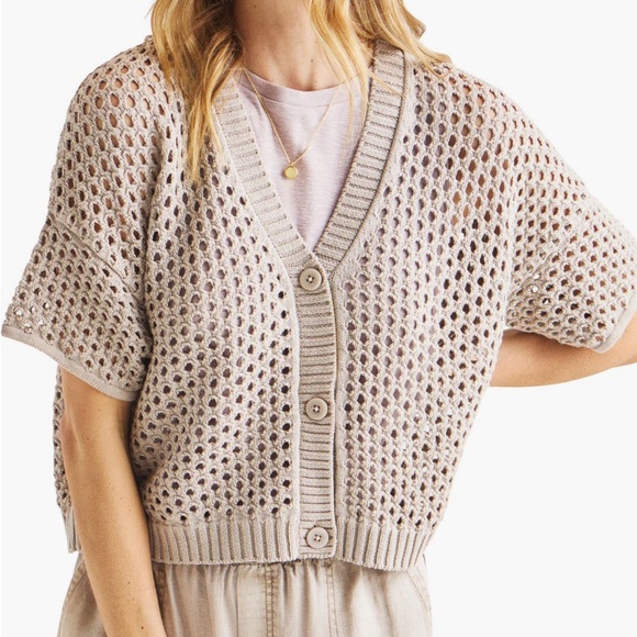 Splendid Nina Pointelle Cotton Cardigan Sweater size Medium - Picture 1 of 9
